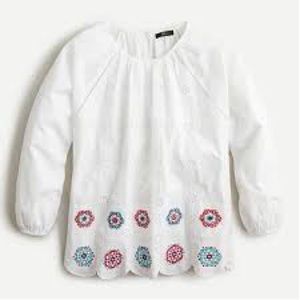 J Crew Embroidered Cotton Blouse Size XS